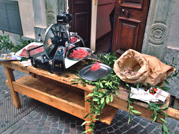 Banchetti esposizione brisaole - Dì de la Brisaola a Chiavenna